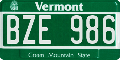 VT license plate BZE986