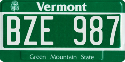VT license plate BZE987