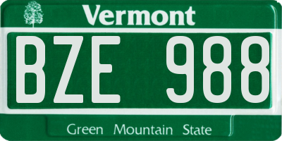 VT license plate BZE988