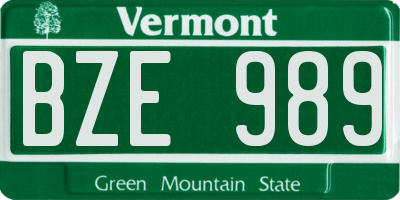 VT license plate BZE989