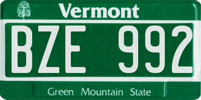 VT license plate BZE992