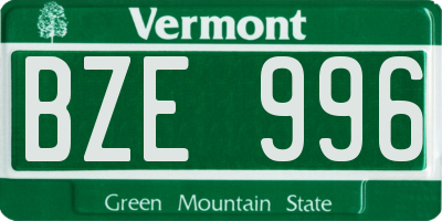 VT license plate BZE996