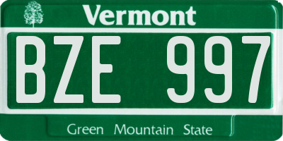 VT license plate BZE997