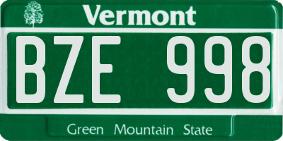 VT license plate BZE998