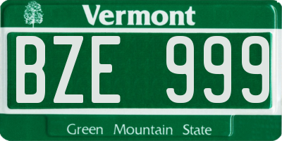 VT license plate BZE999