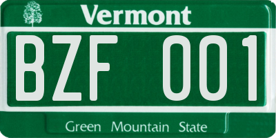 VT license plate BZF001