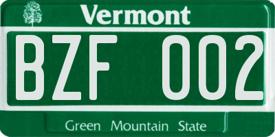 VT license plate BZF002