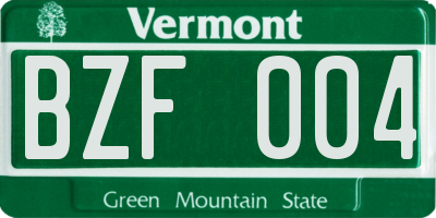 VT license plate BZF004