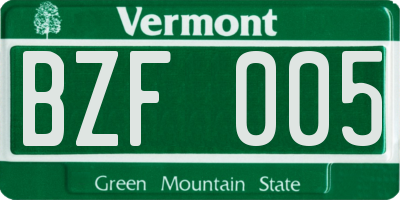 VT license plate BZF005