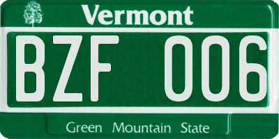 VT license plate BZF006