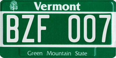 VT license plate BZF007