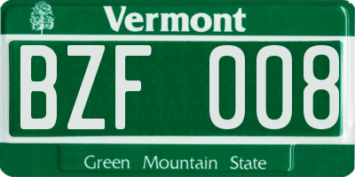 VT license plate BZF008