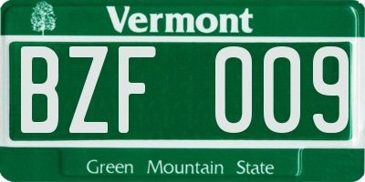 VT license plate BZF009