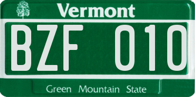 VT license plate BZF010