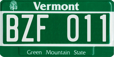 VT license plate BZF011
