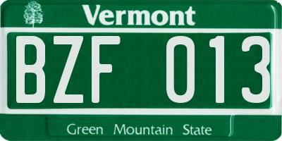 VT license plate BZF013
