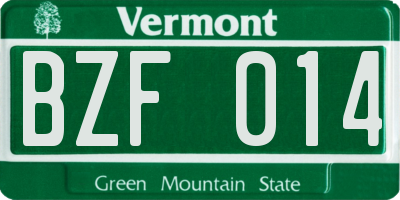 VT license plate BZF014