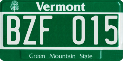 VT license plate BZF015