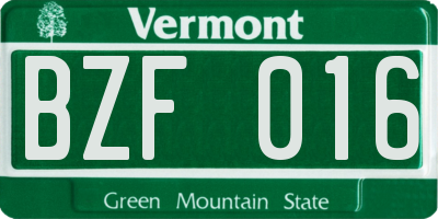 VT license plate BZF016