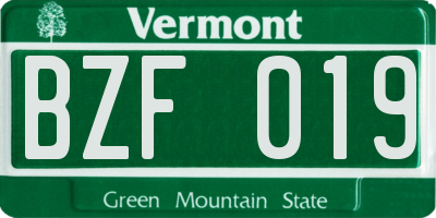 VT license plate BZF019