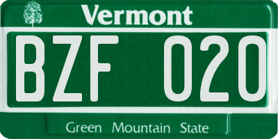 VT license plate BZF020