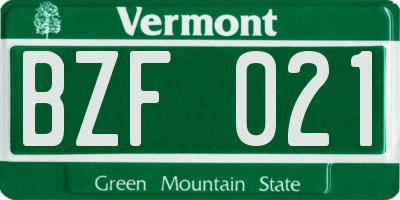 VT license plate BZF021