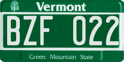 VT license plate BZF022