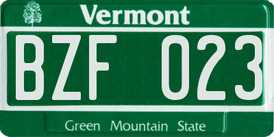 VT license plate BZF023