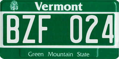 VT license plate BZF024