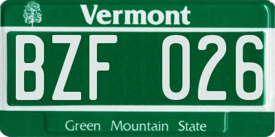 VT license plate BZF026