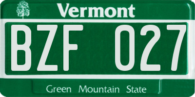 VT license plate BZF027