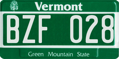 VT license plate BZF028