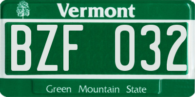 VT license plate BZF032