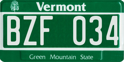 VT license plate BZF034
