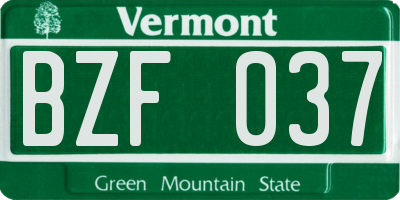 VT license plate BZF037