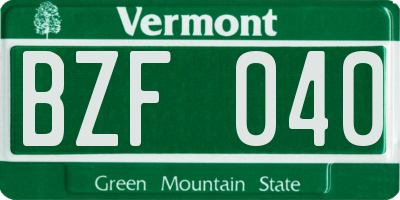 VT license plate BZF040