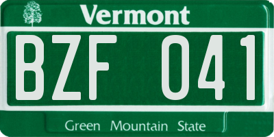 VT license plate BZF041