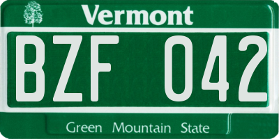 VT license plate BZF042