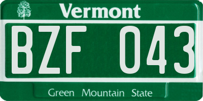 VT license plate BZF043