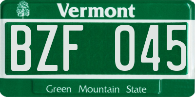 VT license plate BZF045