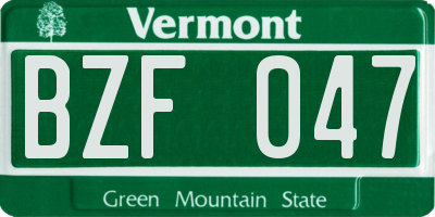VT license plate BZF047
