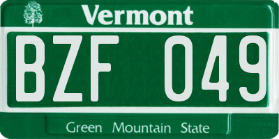 VT license plate BZF049