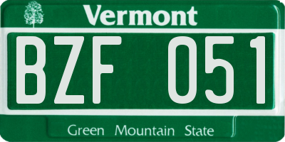 VT license plate BZF051