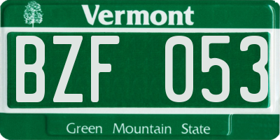 VT license plate BZF053