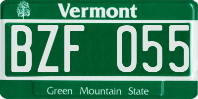 VT license plate BZF055
