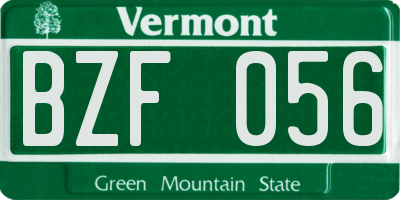 VT license plate BZF056