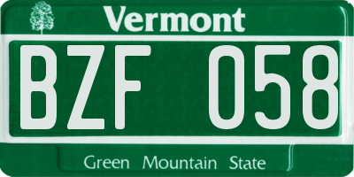 VT license plate BZF058