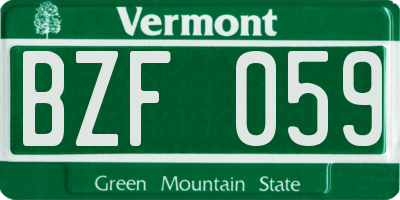 VT license plate BZF059
