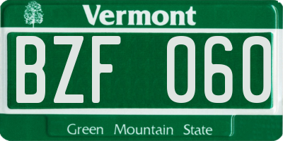 VT license plate BZF060