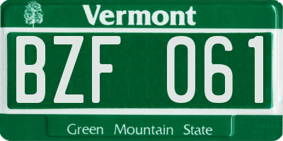 VT license plate BZF061